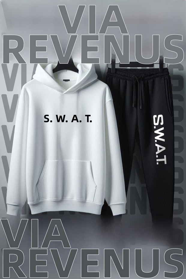 S.W.A.T. Printed Unisex Wide Fit Soft Fabric Hooded Tracksuit Set