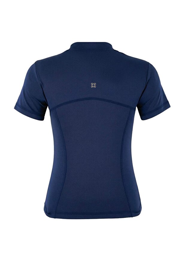 Lacivert Dalgıç/Scuba Kumaş Reflektör Baskı ve Fermuar Detaylı Örme Spor Ceket THMSS26SK00003 - 7