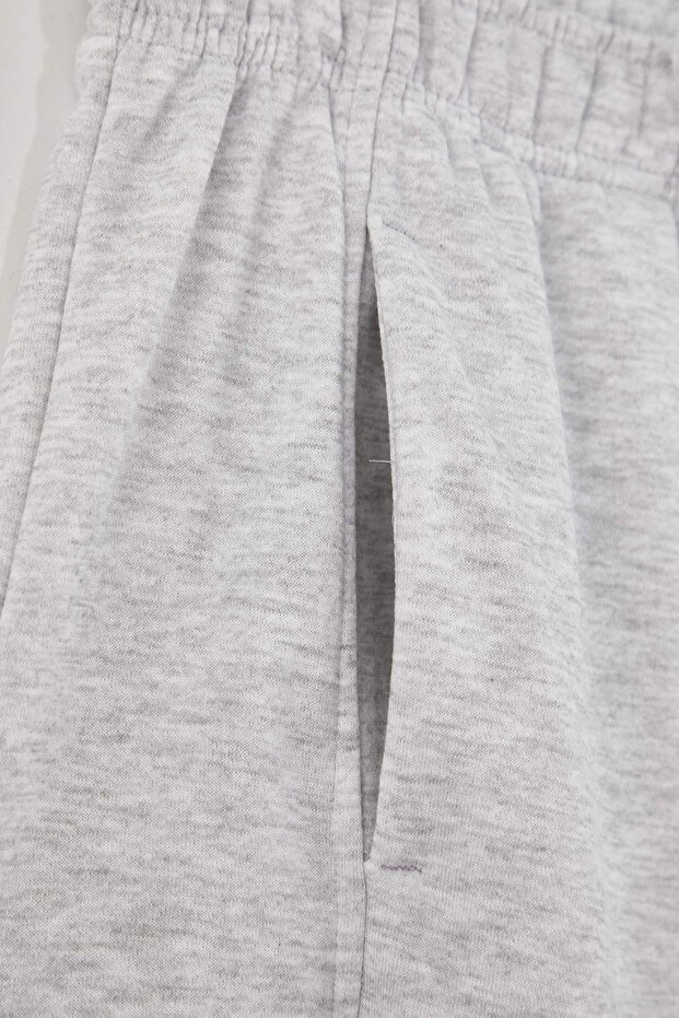 Gri Melanj Yüksek Bel Dikiş Detaylı Jogger Fit Örme Büyük Beden Eşofman Altı TBBSS26AJ00005 - 6