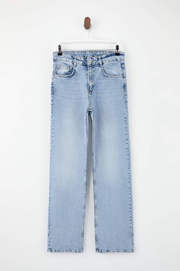 Mavi Yüksek Bel 100% Pamuk Wide Leg Geniş Paça Jeans TWOSS26JE00150 - 1