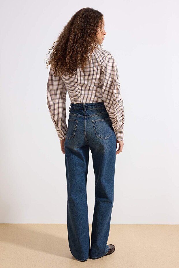 Mavi Yüksek Bel Straight %100 Pamuk Non-Stretch Jeans TWOAW25JE00378 - 4