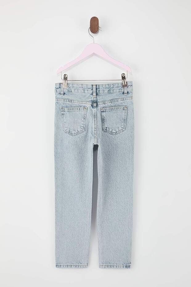 Buz Mavisi Erkek Çocuk Esnek 23 Nisan AyarlanabilirLastikli Denim Pantolon Jean TKDSS26JE00001 - 4