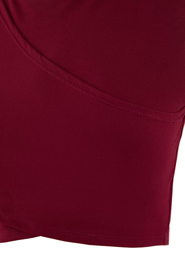 Bordo Kruvaze Fırçalı Soft Kumaş Destekli/Şekillendirici Örme Spor Sütyeni THMSS26SS00003 - 6