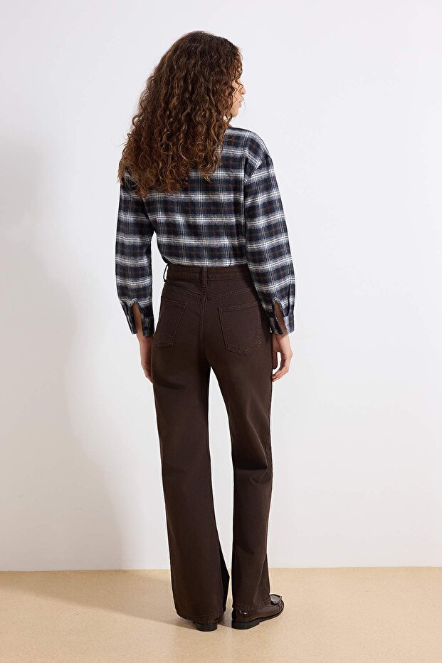 Kahverengi Yüksek Bel Wide Leg Jeans TWOAW24JE00274 - 4