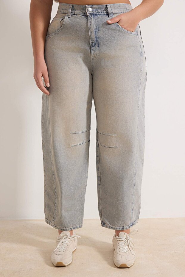 Mavi*001 Yüksek Bel Bagyy Fit %100 Pamuk Non-Stretch Büyük Beden Jeans TBBSS25CJ00000 - 3