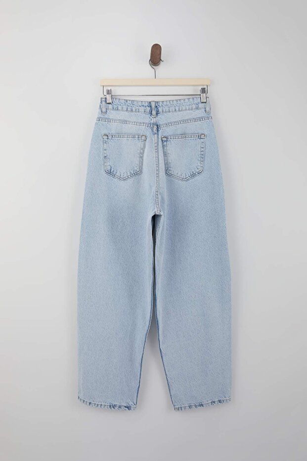 Mavi Yüksek Bel 100% Pamuk Barrel Jeans TWOSS26JE00143 - 6