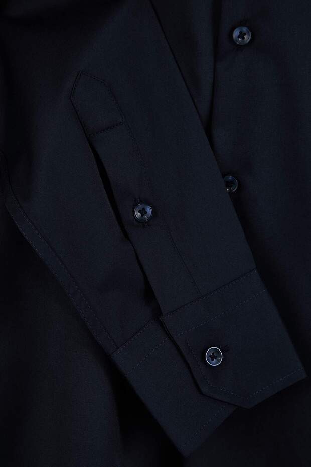 Lacivert Normal Kalıp/Regular Fit Gabardin Dokulu Kolay Ütülenir Erkek Dokuma Gömlek TMNSS26GO00006 - 5