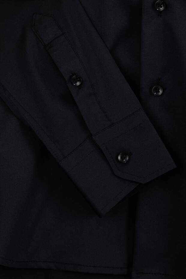 Siyah Normal Kalıp/Regular Fit Gabardin Dokulu Kolay Ütülenebilir Erkek Dokuma Gömlek TMNSS26GO00006 - 5