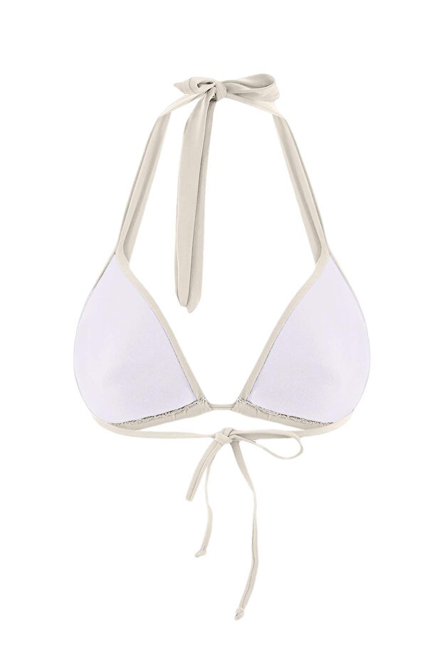 Ekru Üçgen Tünelli Kaplı Bikini Üstü TBESS26BU00001 - 6