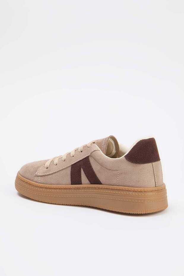 Koyu Bej Renk Bloklu Retro Kadın Sneaker TAKSS26SN00006 - 6