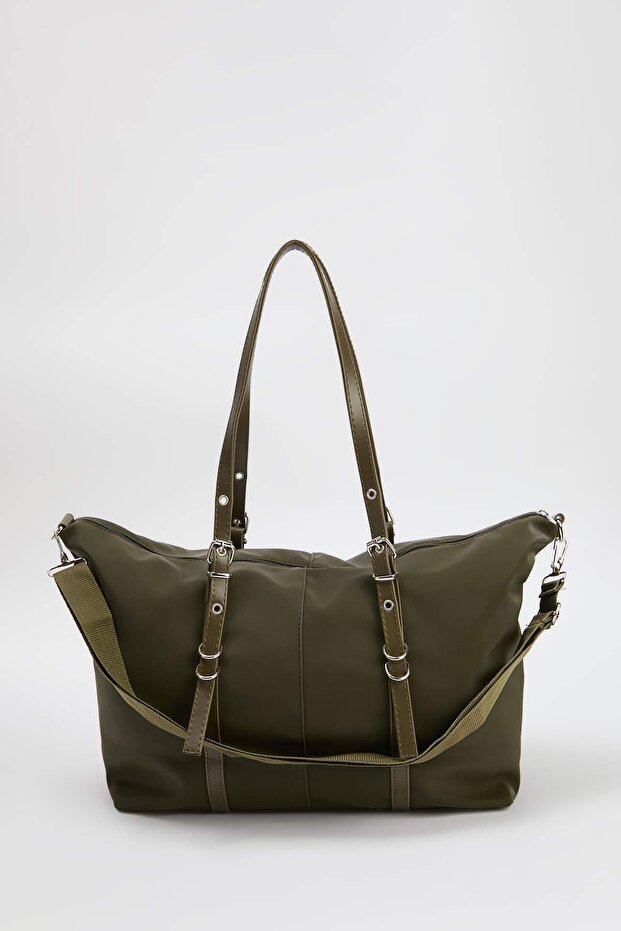 Haki Çift Askılı Büyük Maxi Tote Kadın Maksi Boy Omuz Çantası TAKAW26OC00073 - 3