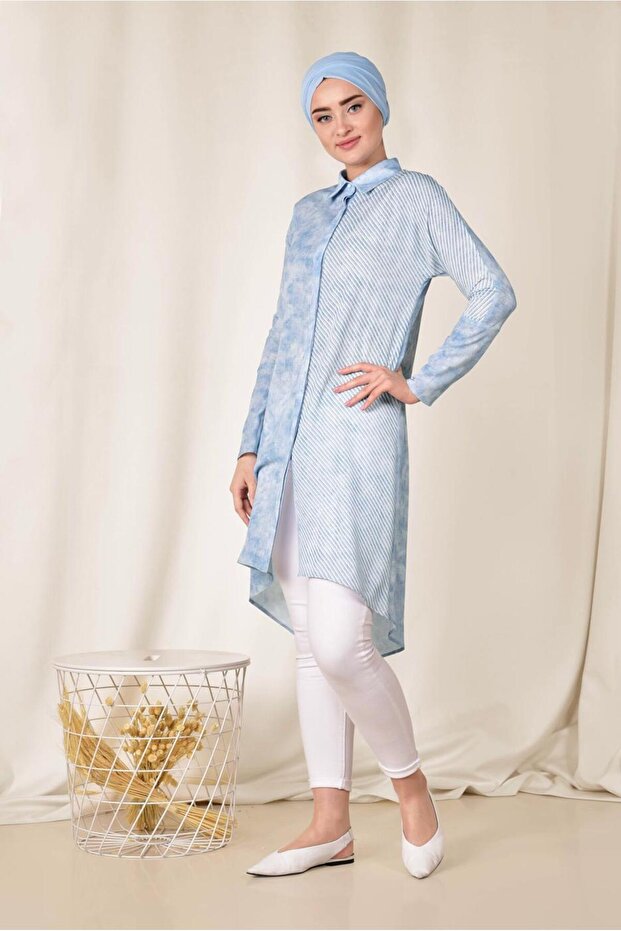 تونيك منقوش بخط من جانب واحد 4935 - 3