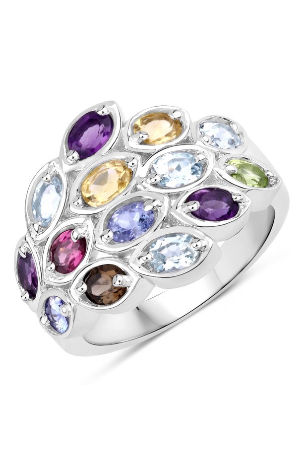 Edelsteinring Ring Sterling Silber Edelsteine multicolor
