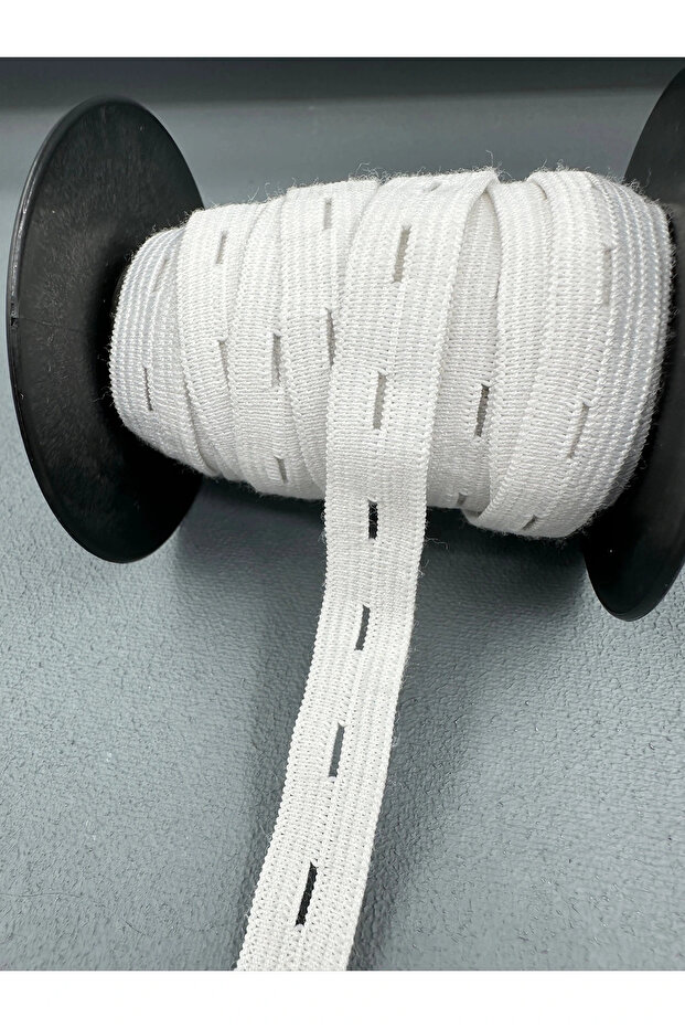 1.5 cm Knitted Buttonhole Elastic-White-5 Meters