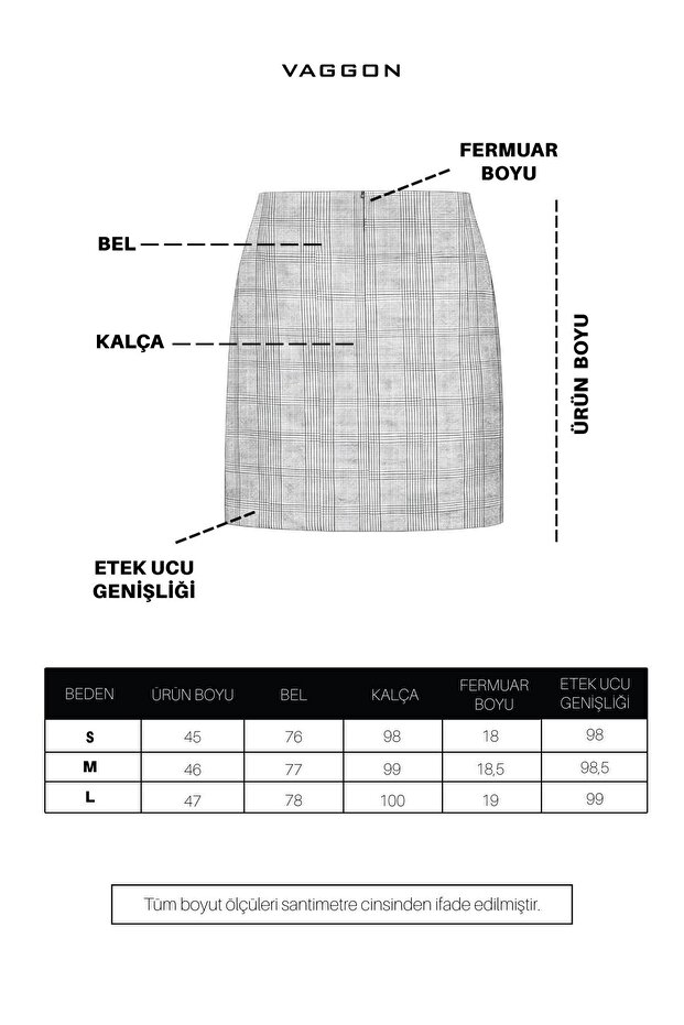 Bej Ekoseli Mini Etek - 5