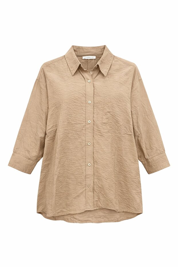 Camel Tek Cepli Oversize Gömlek - 2