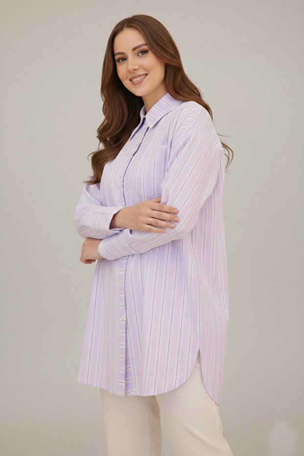 12022 Striped Shirt Lilac