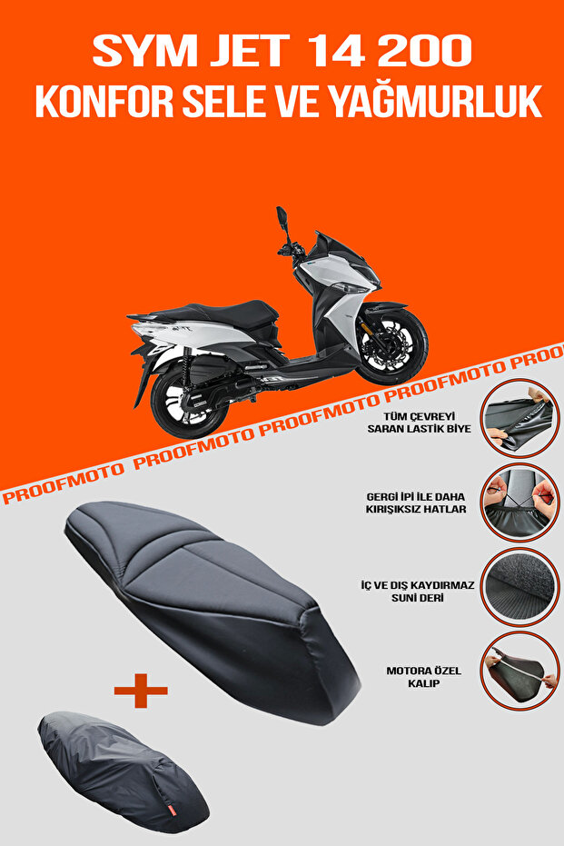 Sym Jet 14 200 Compatible Comfort Seat and Raincoat Cover