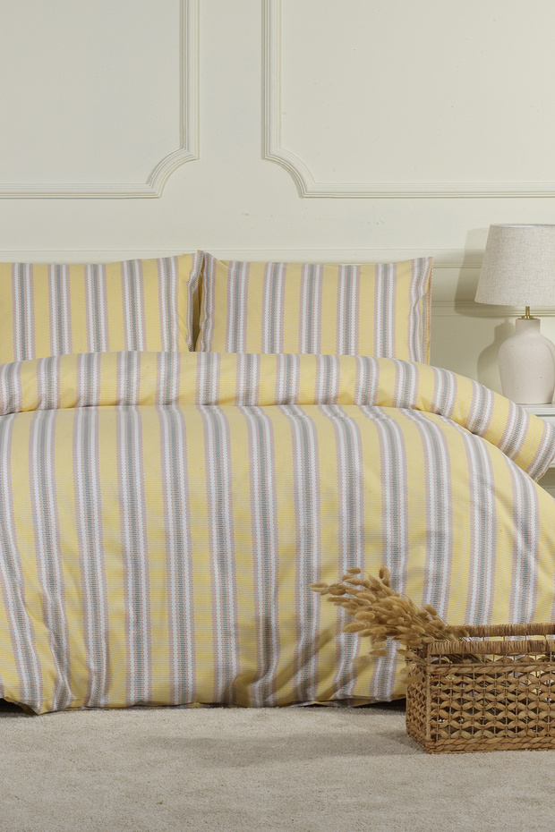 Scatt Duvet Cover Set Double Elastic Fitted Sheet (200X220 cm) Ecru