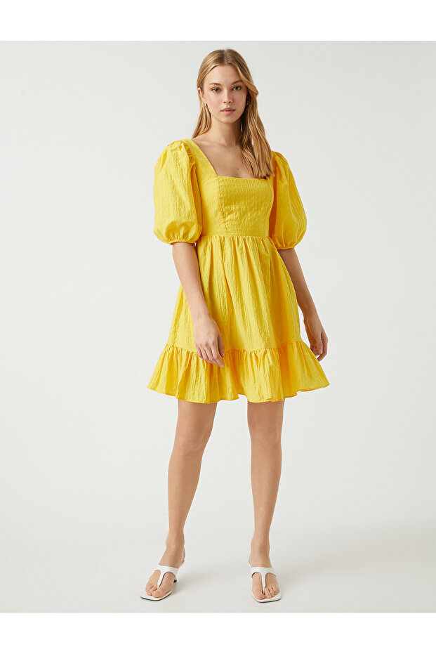 Rochie cu mânecă balon Bumbac - 3