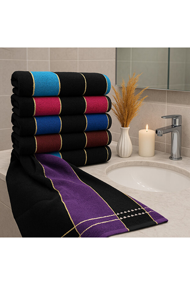 6-Piece 50X90 Colorful Hand and Face Towel Set