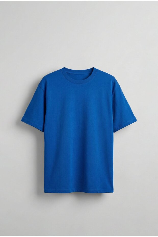 Ανδρικό μπλουζάκι Basic oversized Μπλε - 1