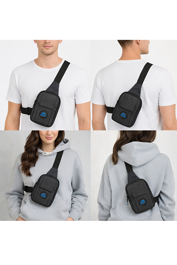 Newish Yuppy Club Keten Telefon Bölmeli Bel Ve Çapraz Omuz Çanta Göğüs Seyahet Günlük Bodybag - 3