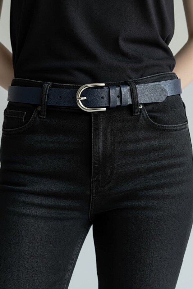 Kadın Lacivert Klasik Kemer - 5