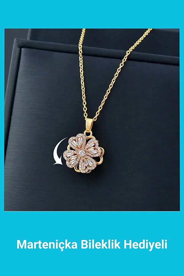 Rotating Clover Necklace | February 14 Valentine's Day Gift | Woman