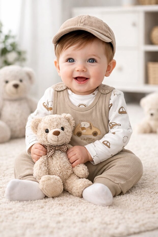Baby Boy Jumpsuit with Car Embroidery