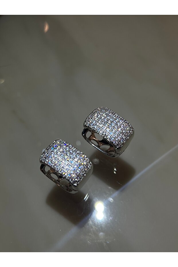 Zirkon Taşlı Silver Küpe - 4