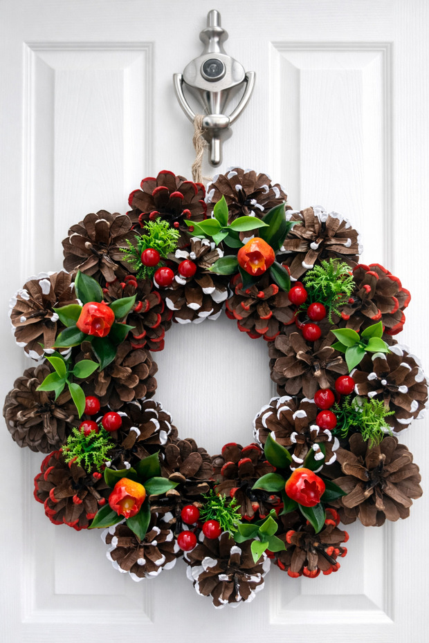 Kozalak kapı süsü / yılbaşı kapı süsü - 1