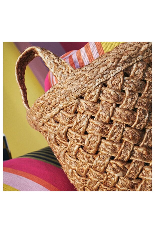 Dekoratif Sepet Jüt Örgü 31 cm El Dokuma - 2