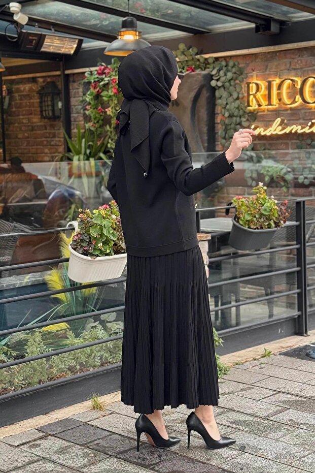 Düğmeli Etekli Takım MB24.700 Siyah - 4