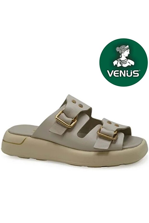 Rigitage Genuine Leather Women's Slippers Beige