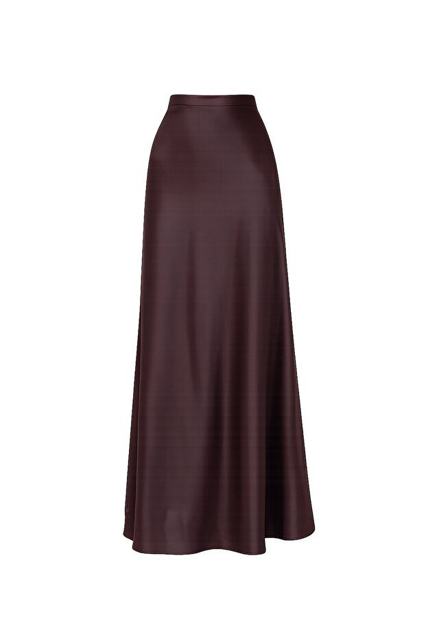 Yüksek Bel Basic Saten Etek - 2