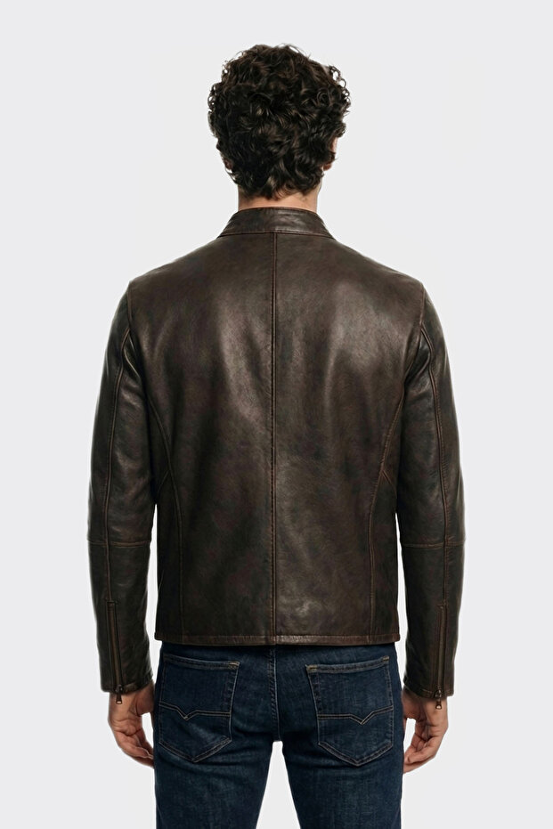 Taba Deri Erkek Ceket - 3
