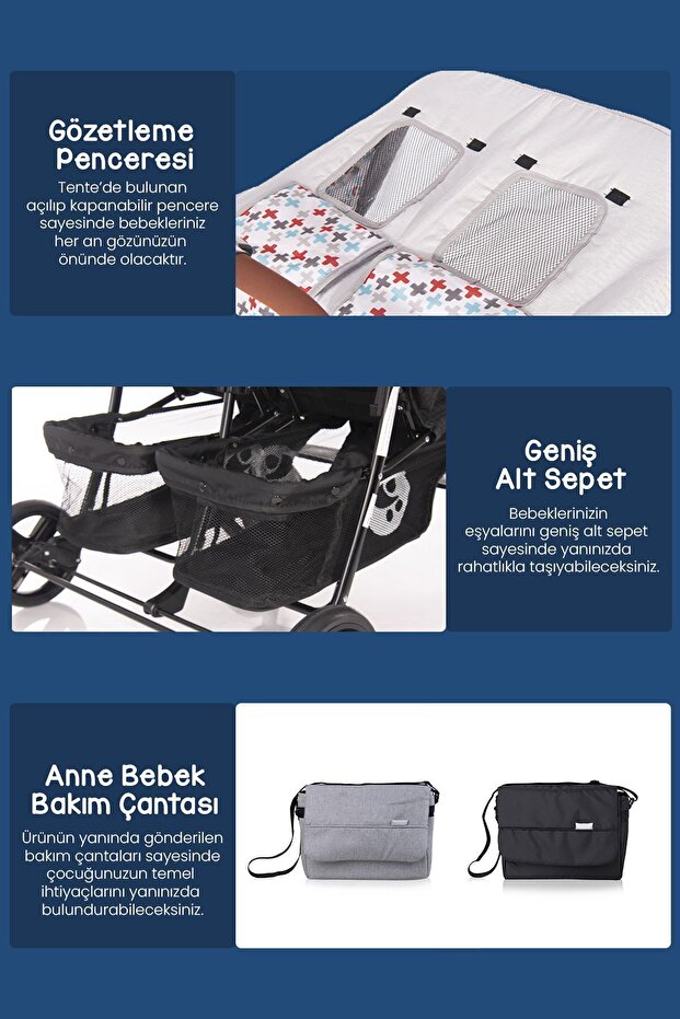 Twin Ikiz Bebek Arabası – Cool Grey - 5