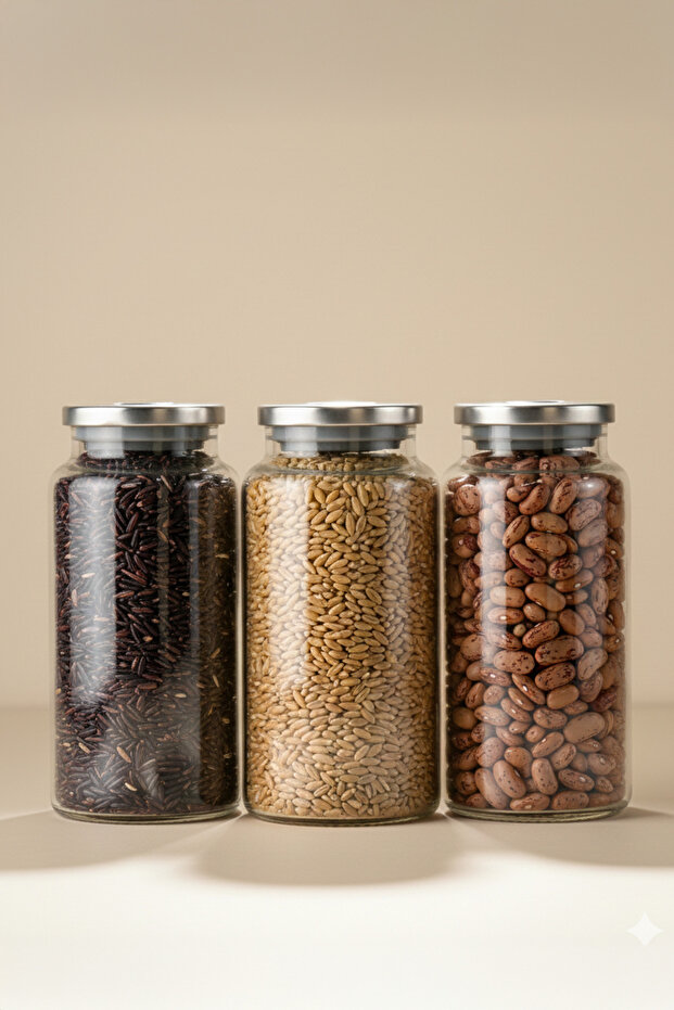 Bormio Set of 3 Glass Jars with Metal Lids 1400 ml