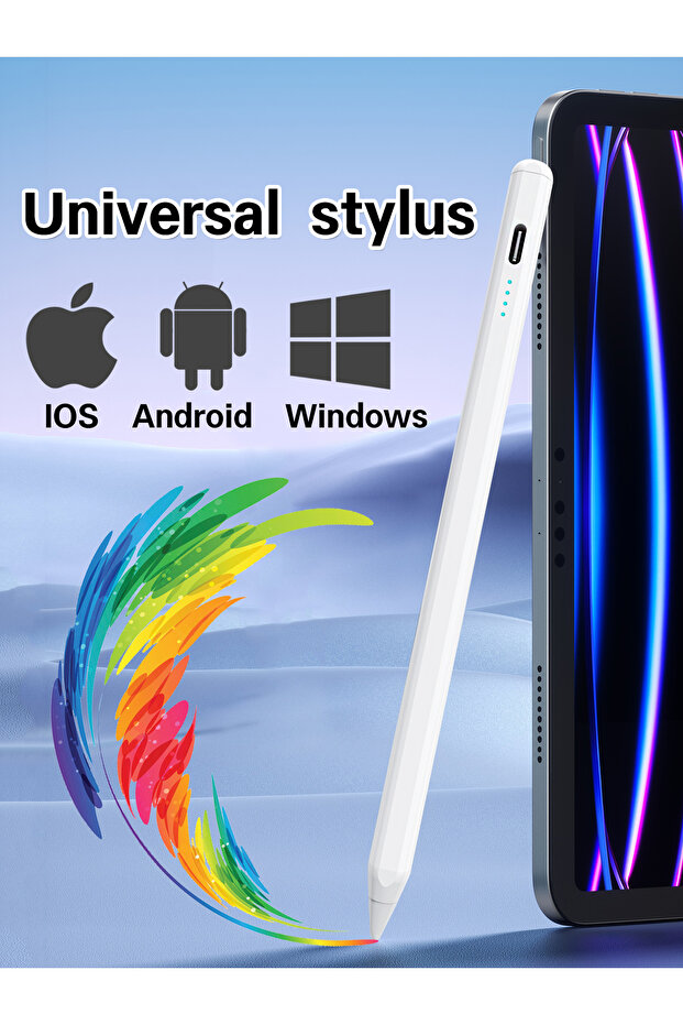 قلم عالمي لأجهزة iPad/أجهزة Android اللوحية، يدعم الشحن السريع عبر منفذ USB-C.