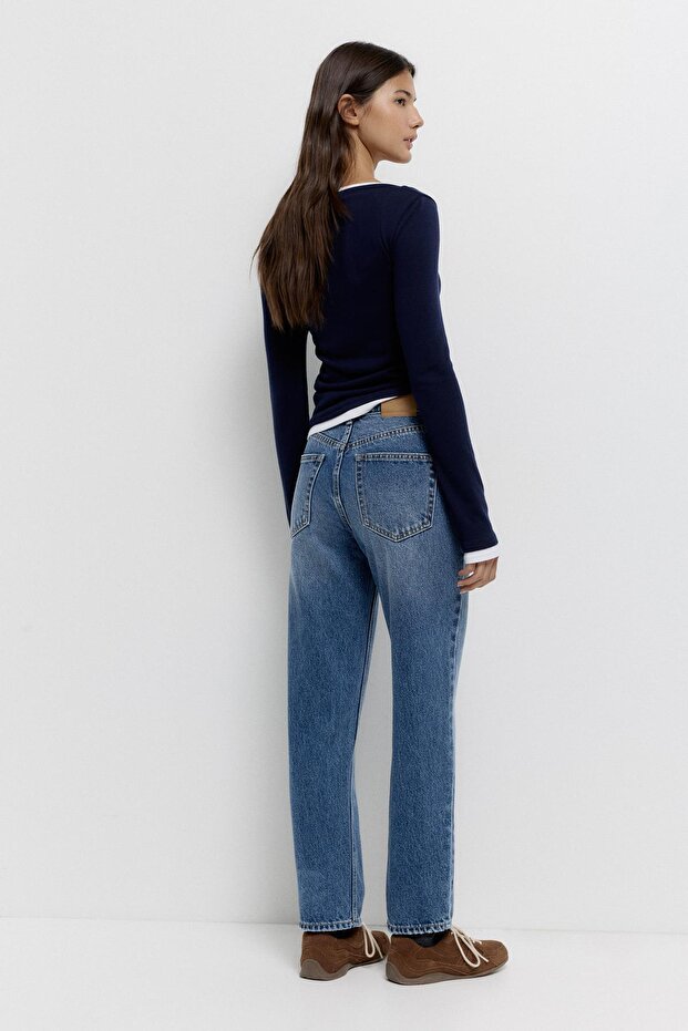 Mom fit yüksek bel jean - 3