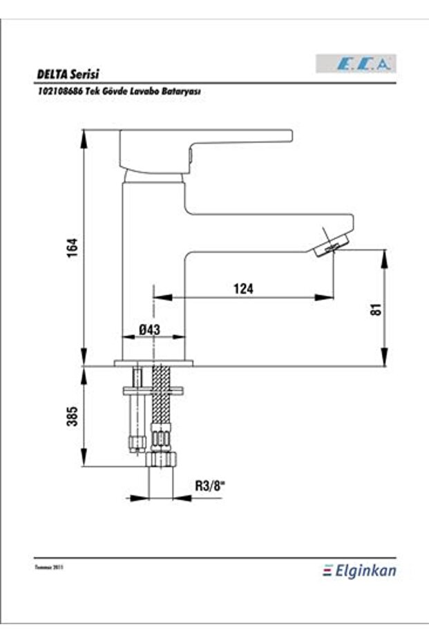 Delta Lavabo Bataryası Tek Gövde 102108686 - 3