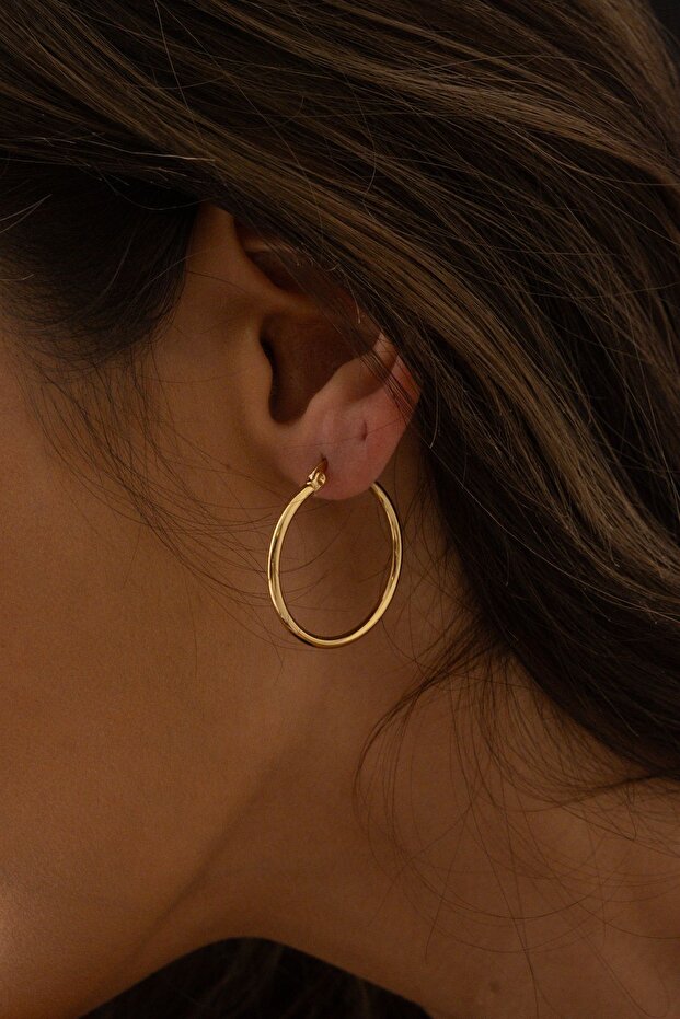 Steel Hoop Earrings Tarnish Free Thin Hoop Earrings Diameter 3cm