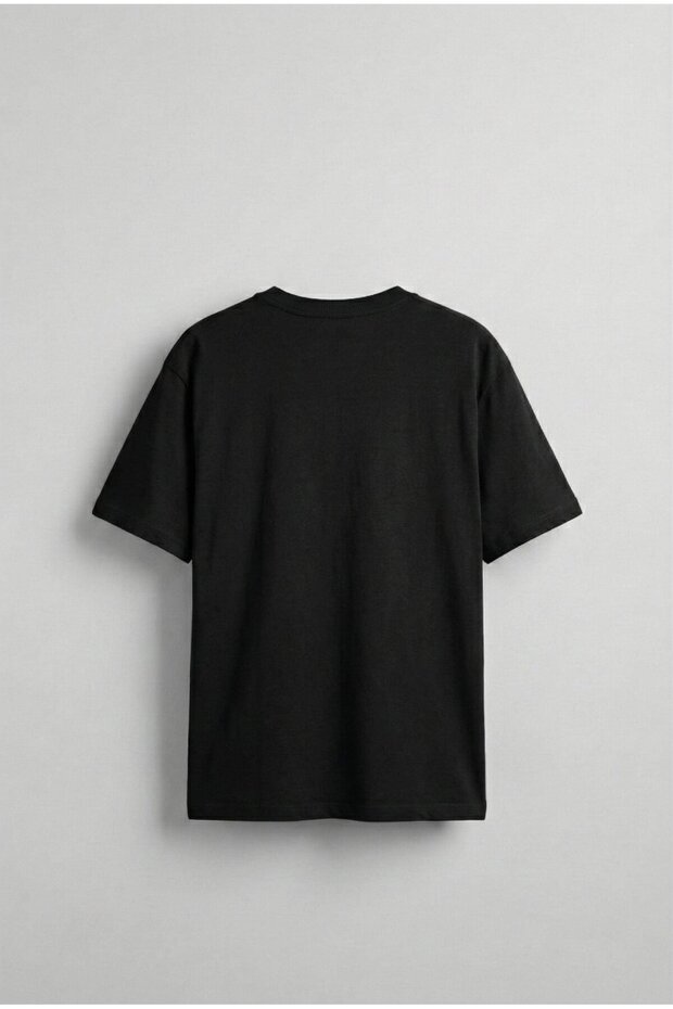 Erkek Oversize Basic T-Shirt Siyah - 2