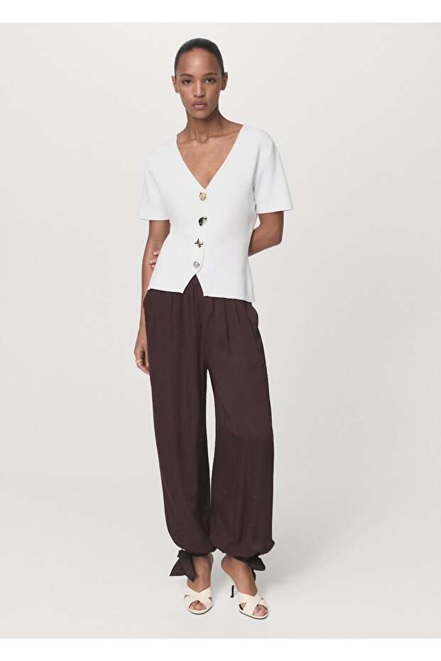 Mücevher düğmeli triko hırka - 2