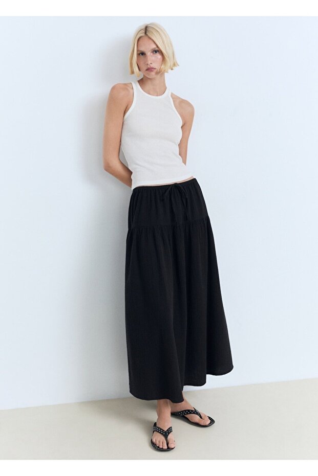 Bağcıklı pamuklu etek - 7