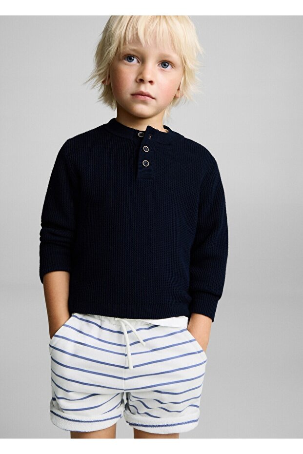 Pamuklu çizgili bermuda şort - 6