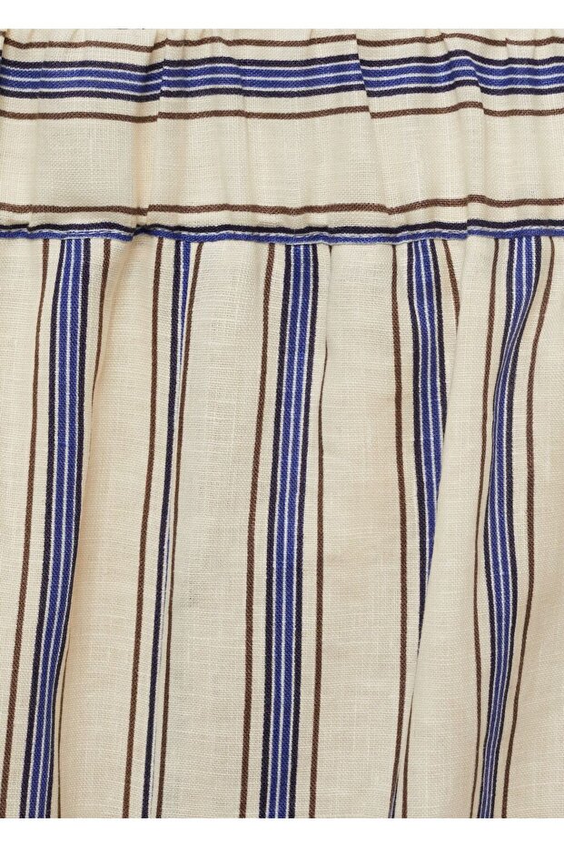 Çizgili keten etek - 5