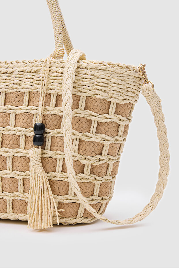 Bej Hasır El ve Çapraz Çanta - 7