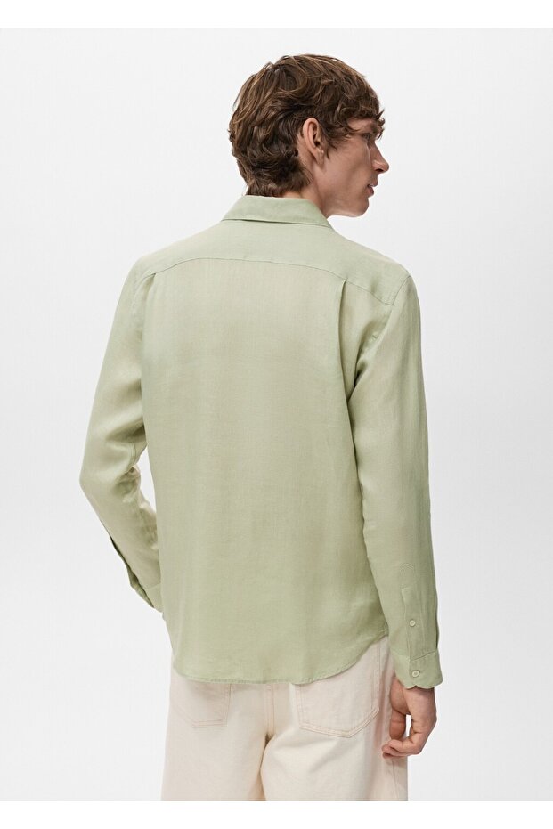 %100 keten regular fit gömlek - 4